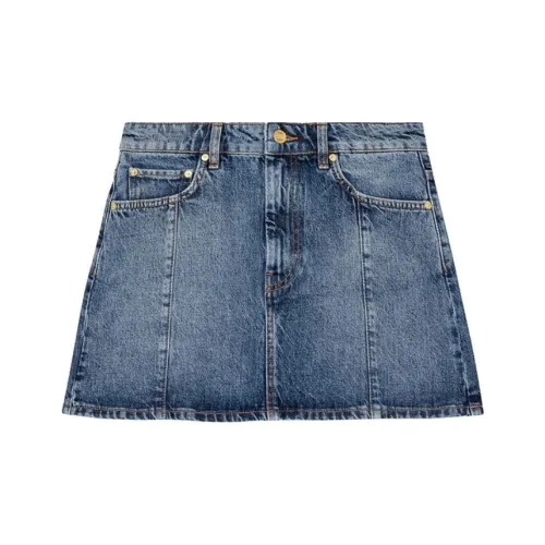 GANNI SS24 Джинсовые короткие юбки Женские Окрашенные Промытые