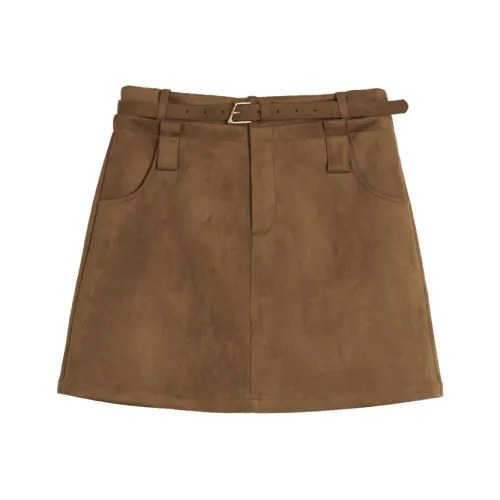 ELLE Повседневные короткие юбки Женские Кофе