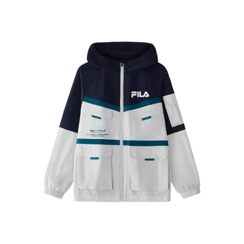 FILA KIDS ORIGINALE Collection Multicolor Letter Hooded Water Blue Gray Teenagers