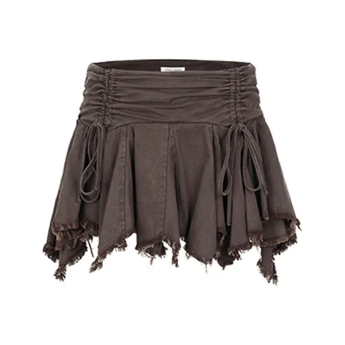 URBAN REVIVO Boho Style Повседневные короткие юбки Женские Темно-красный Коричневый