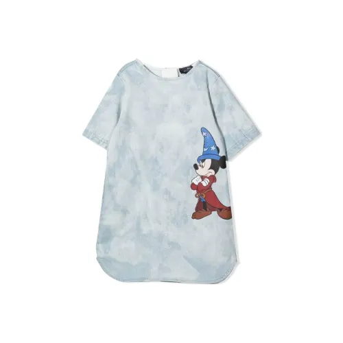 Stella McCartney Короткое платье с короткими рукавами SS23 синий детский