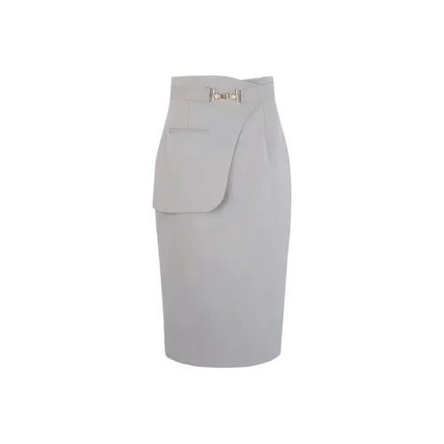 Anmani Повседневный Длинный Юбка Женская Серого цвета