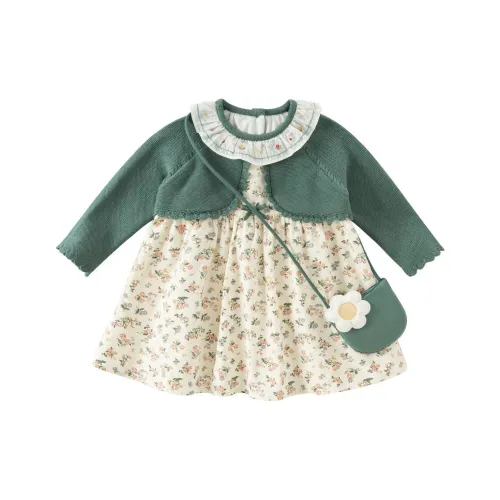 DAVE&BELLA Серо-зеленые Платья для детей