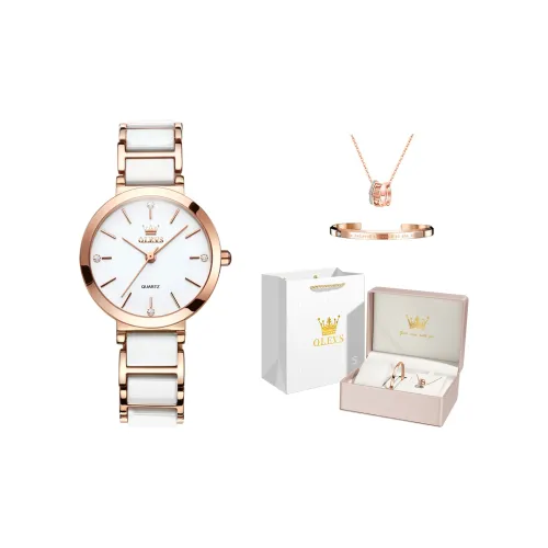 OLEVS Small Round Watch Series Кварцевый механизм Керамика Ремешок Часы Женские Белый циферблат