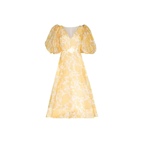 Zimmermann Желтые Женские Короткие Платья с Рукавами