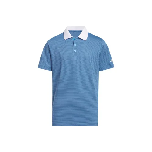 Adidas Детский топ Детская одежда Ottoman Полосатый Короткий рукав Поло Морской синий Детский