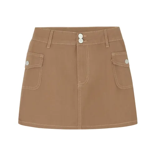LKOD Джинсовые короткие юбки Женские Коричневый