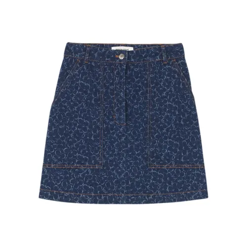 Maison Kitsune Темно-синие Женские Джинсовые Короткие Юбки