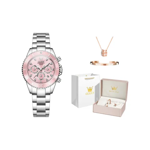 OLEVS Radiant Collection Кварцевый механизм ремешок из нержавеющей стали женские часы розовый циферблат