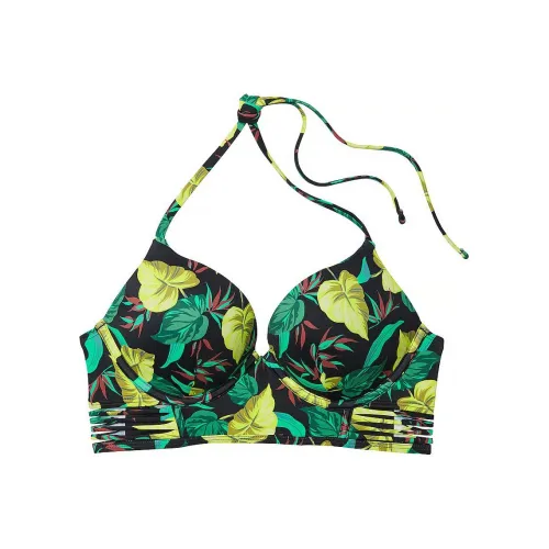 Victoria's Secret Розовый Archives Плавание Bombshell PUSH Up Longline Бикини Топ VL Бикини Женские Черно-зеленый