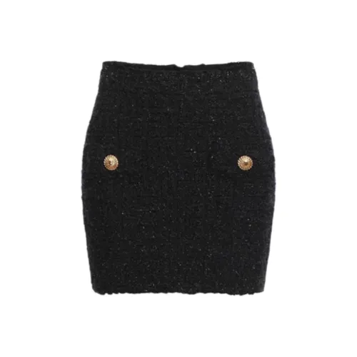 BALMAIN SS25 Повседневные короткие юбки Женские Черный Золотой