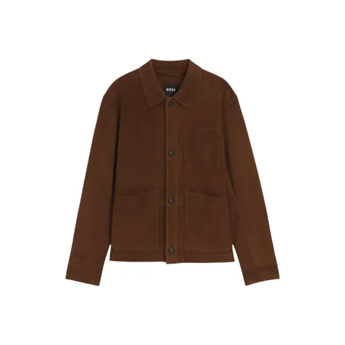 Hugo Boss Кожа Куртка Мужская Коричневая