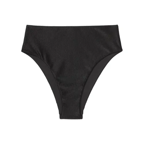 Victoria's Secret Розовый HIGH Обхват талии Cheeky Бикини Низ Чисто черные Плавки Женские Черный