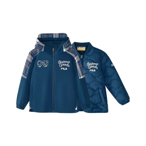 FILA KIDS x YUANTIANZHI LIANMINGKUAN Пуховик 2 предмета комплект Sea Вечерний синий цвет для детей 3-7 лет