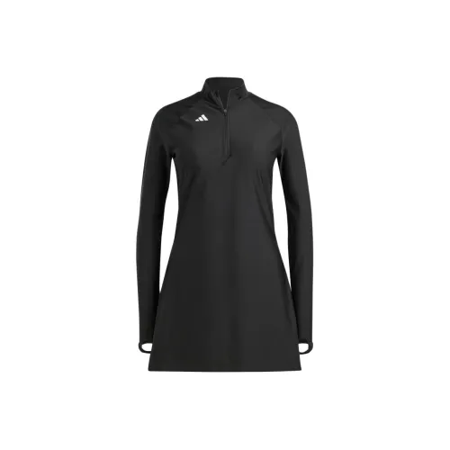 Adidas 3 Stripes Плавание Длинный рукав Топ Ван-Пис Купальник Женский Черный