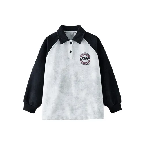 ULOVAZN Модный и Крутой Tie Dye Потертый Цветовой Блок Отложной Воротник Поло Свободного Кроя Детский