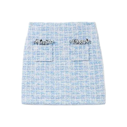 Self Портрет Повседневная Короткая Юбка Женская Синяя Смешанный Цвет