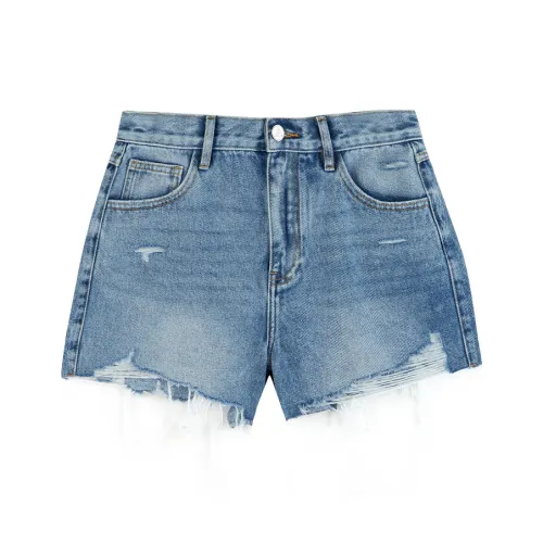 Fun x SHINUBI LIANMINGKUAN Джинсовые шорты Женские Джинсовый синий