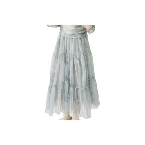 ZIHAN Повседневный Длинный Юбка Женские Зеленый с Принт