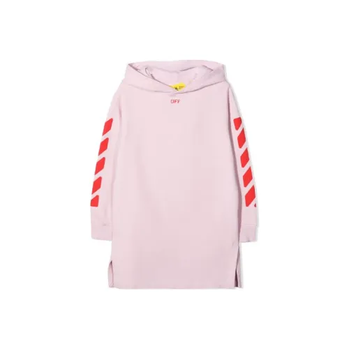 OFF Белый FW21 С принтом логотипа Худи-дресс Весна-осень Детский Розовый