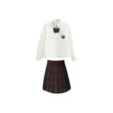 Облако, длинный рукав, дикий Kyoto, клетчатая юбка, галстук-бабочка