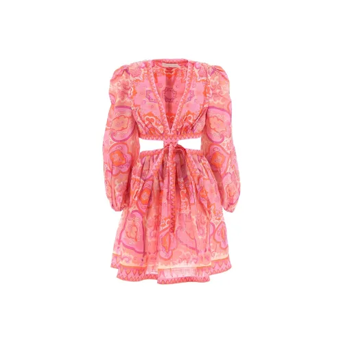 Zimmermann Розово-фиолетовый Женские Длинные Платья с Рукавами