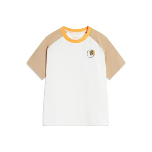 LINING YOUNG Sports Life Collection T-рубашка Коричнево-хаки Заклятие «сжать обруч» Белый Подростки