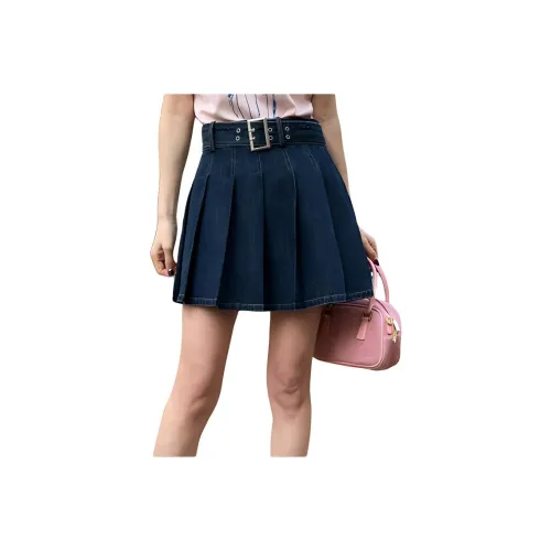 NANING9 Повседневные короткие юбки женские синие
