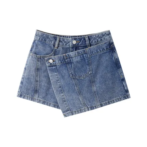 LEDIN Темно-джинсовый синий Женские джинсовые короткие юбки