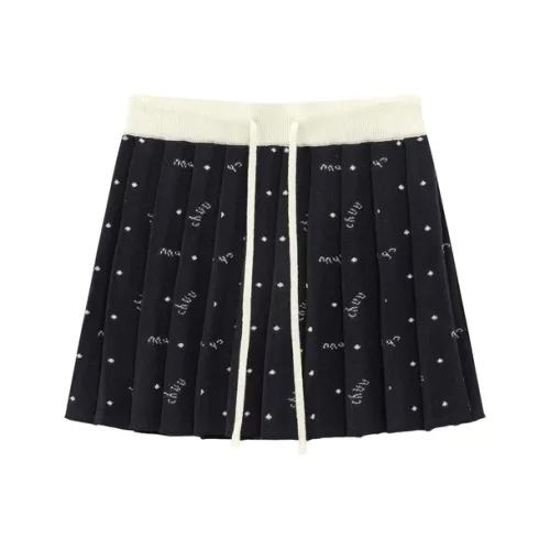 CHUU Повседневные короткие юбки женские темно-синие