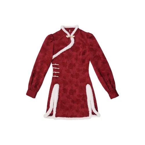 The King and the Nightingale Чунсам Женские Красный