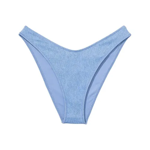 Victoria's Secret Розовый Бразильский Бикини Низ Джинсовые Шорты для Плавания Женские Джинсовый Синий