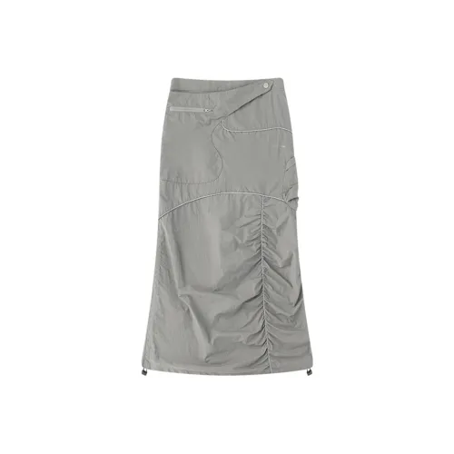ENSHADOWER Серый Женские Повседневные Длинные Юбки