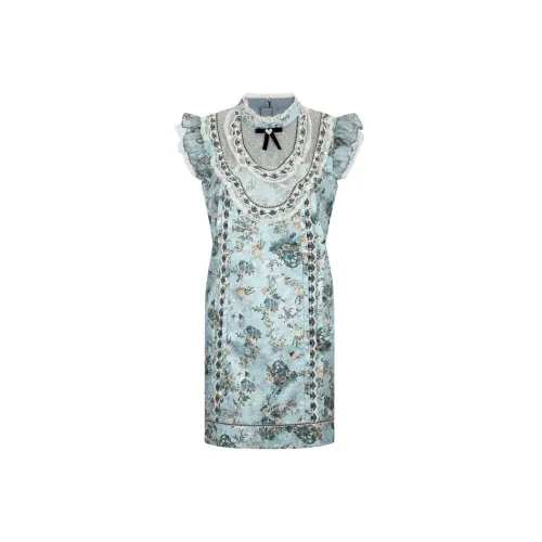 LULUALWAYS Blue Женские Короткие Платья с Рукавами