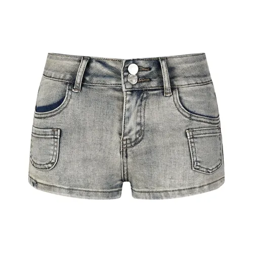 Wen Shan Джинсовые шорты Женские Ностальгический синий