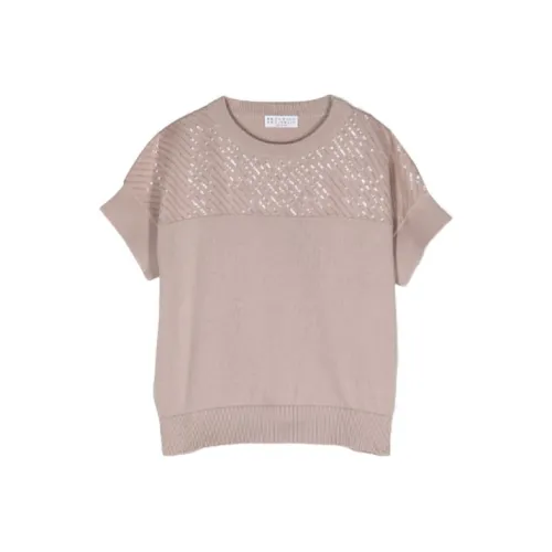 BRUNELLO CUCINELLI Свитер Детская одежда SS23 Женский Светлый Красный Коричневый Детский