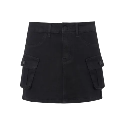 Wen Shan Повседневные короткие юбки Женские Черный