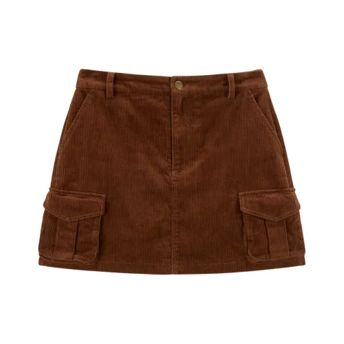LEDIN Молоко Латте Коричневый Женские Повседневные Короткие Юбки