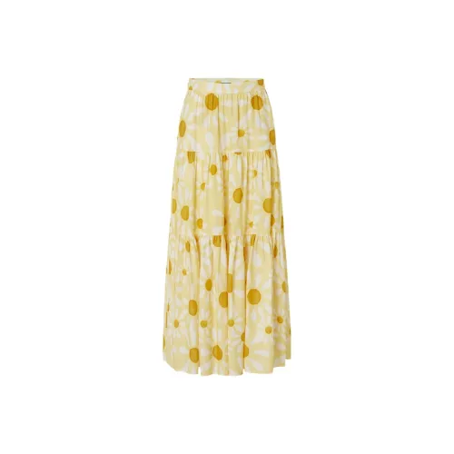 MOCO Повседневный Длинный Юбка Женские Желтый с Смешанным Принт
