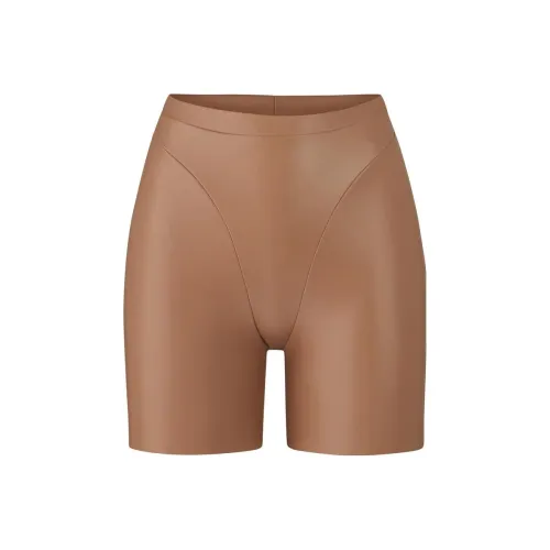 SKIMS Искусственная кожа Байкер Короткие Повседневные шорты Женские Sienna Умбра