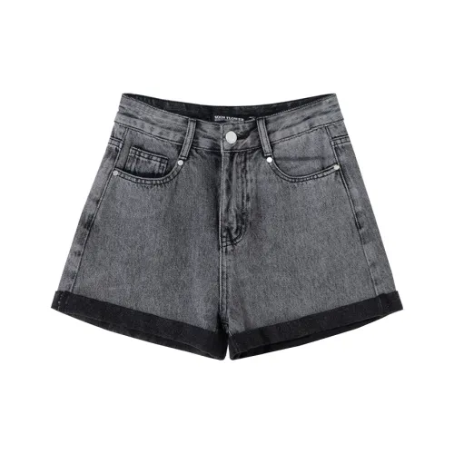 SOON FLOWER Джинсовые шорты Женские Черный Серый