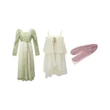 Set (Коричневое ожерелье-чокер платье зеленое + элемент Han с подвеской + шаль фиолетовая)