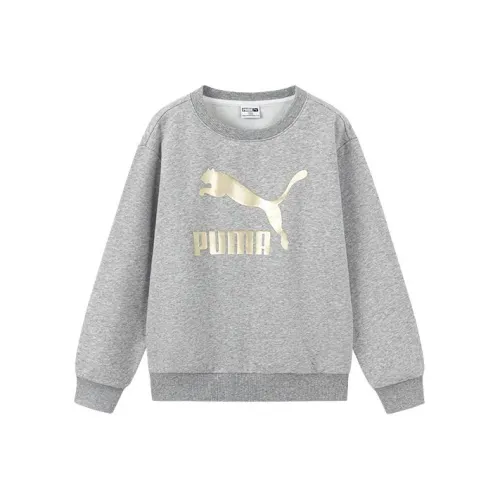 PUMA Толстовка Sportstyle Collection CLASSICS Big Logo Crew FL Светлый Фотиния Серый Детский