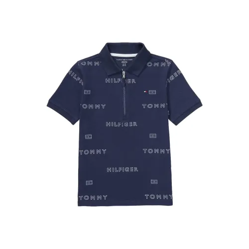 Tommy Hilfiger Детская одежда Adaptive Логотип Zip Поло Кобальтовый синий Детский