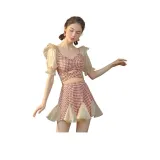 Красный, узор "гусиная лапка"