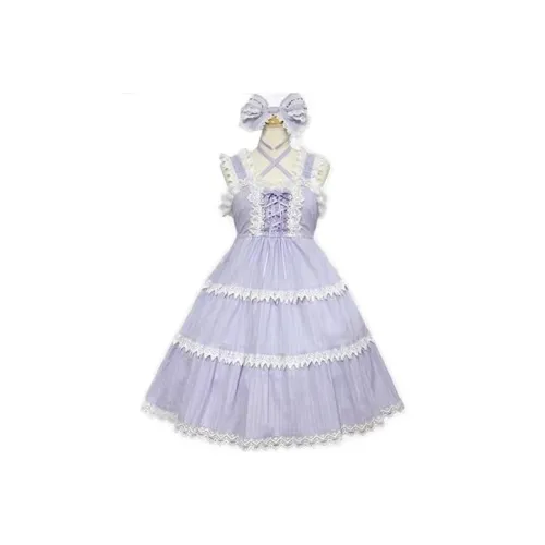 Детский Фиолетовый × Белый набор Женские Лолита Платья