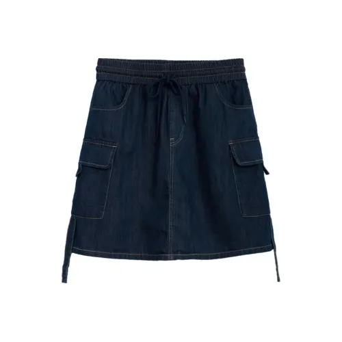 ZIHAN Джинсовые короткие юбки Женские Темно-синий джинсовый синий