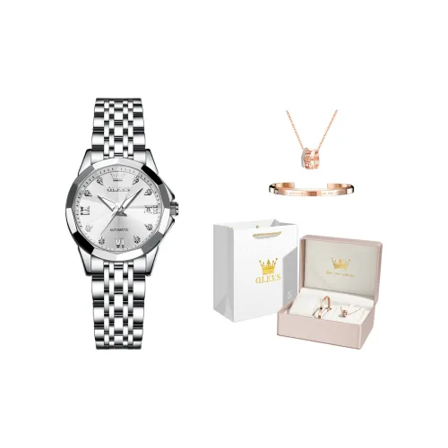 OLEVS Механические часы с ремешком из нержавеющей стали женские черный циферблат