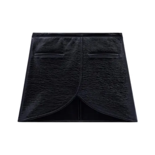 COURREGES SS24 Ellipse Винил Mini Skirt Кожаные короткие юбки Женские Черный