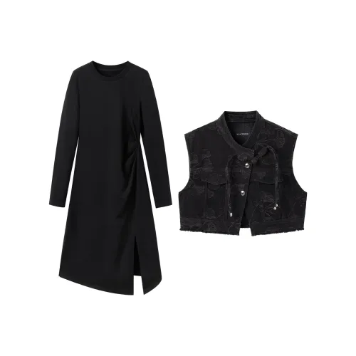 PEACEBIRD Черный Женские Комплекты с юбкой